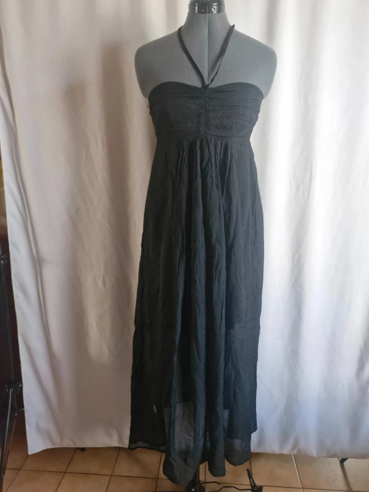 Robe longue bustier noire Easy Clothes S/M fluide dos smocké convertible soirée été